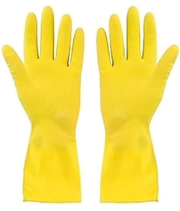 Reusable Natural Latex Rubber, Powder Free Dish Washing Cleaning Gloves ( 1 pair )