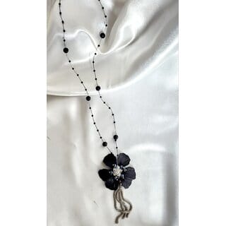Stylish Long Black Beads Necklace for Girls Womens