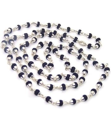 Black Tulsi Mala with Silver Cap - 80 Beads