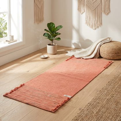 Herbal-Dyed Organic Cotton Pink Yoga Mat