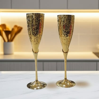 Brass Glass Set | Traditional Festival Gift, Height : 9.5 Inch (BMAS306 B)