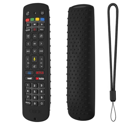 Oboe Silicone TV Remote Cover 'Compatible with' Jio Tv Remote Protective Case with Lanyard (Black) [Remote NOT Included] Oboe Silicone TV Remote Cover 'Compatible with' Jio Tv Remote Protective Case with Lanyard (Black) [Remote NOT Included] - Black / Ji
