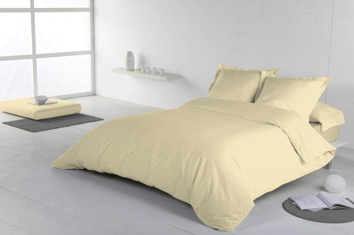 DDECOR - Luxe Collection 100% Cotton Dobby Pattern 400TC Single Bedsheet|152 CM X 224 CM| - White