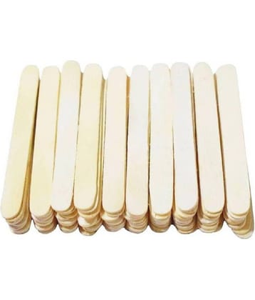 ECLET 50 White Wooden Craft Stick Premium Natural Wooden Piece Ice Cream Sticks