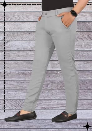 Mens Lycra Stretch Casual Pants Slim Fit Comfortable Trousers
