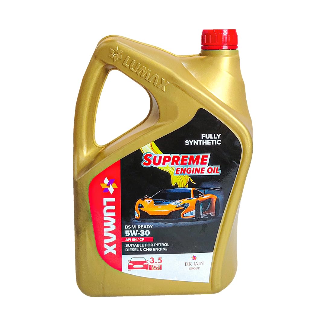 Lumax Supreme Synthetic Engine Oil 5W-30 API SN/CF for Petrol, Diesel & CNG Cars | BS6 Ready | 3.5L