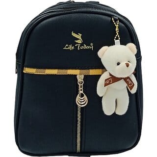 Backpack Fashion Vegan Leather Small Daypacks Purse for Girls and Women Waterproof Daypack (Black, 3 L)