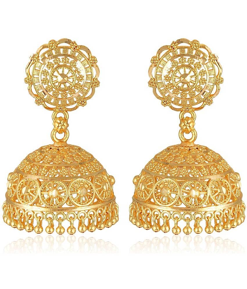 VIVASTRI Golden Jhumki Earrings ( Pack of 1 )