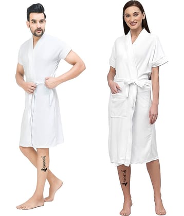 Poorak White Free Size Bathrobe ( Pack of 1 )