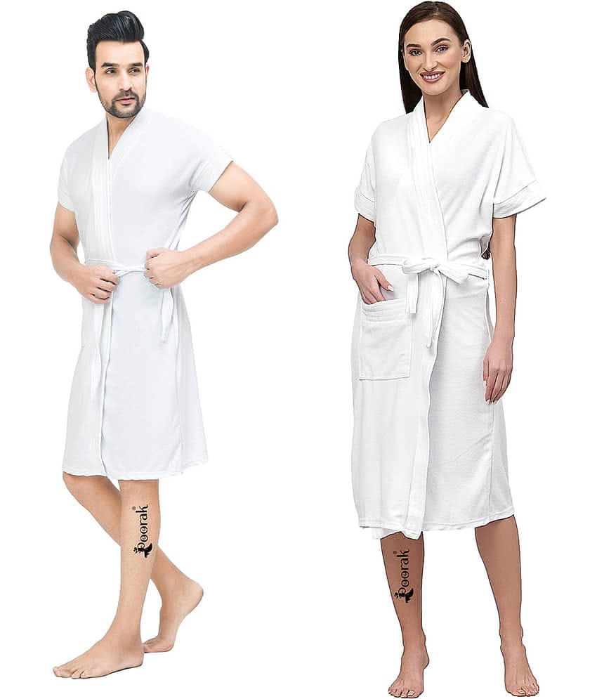Poorak White Free Size Bathrobe ( Pack of 1 )