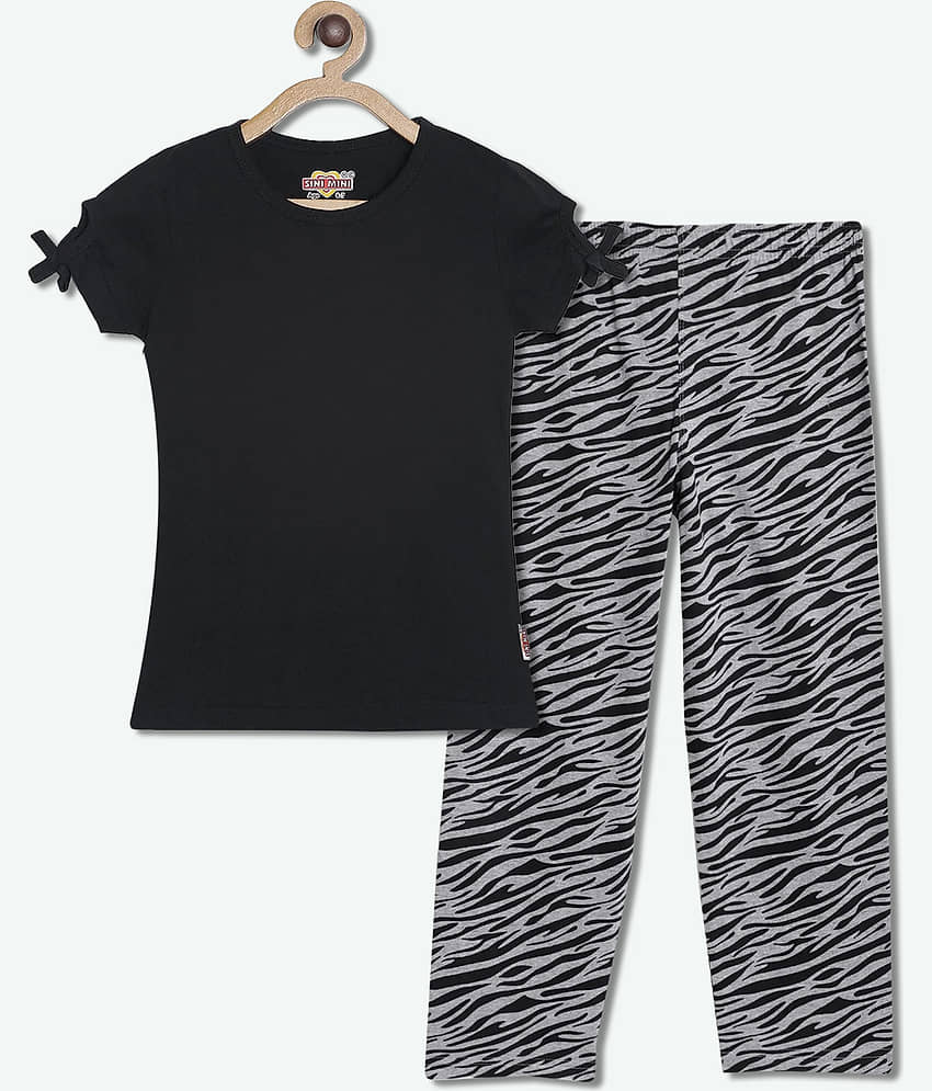 Sini Mini Pack of 1 Girls Cotton Shirt With Pants ( Dark Grey )