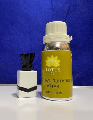 LOTUS24 Ruh Khus Attar 3.4 fl. oz. (100ml) + Free 0.2 fl. oz. (6ml) | Earthy & Cooling Vetiver Aroma | Long-Lasting Alcohol-Free Perfume Oil LOTUS24 Ruh Khus Attar 3.4 fl. oz. (100ml) + Free 0.2 fl. oz. (6ml) | Earthy & Cooling Vetiver Aroma | Long-Lasting Alcohol-Free Perfume Oil