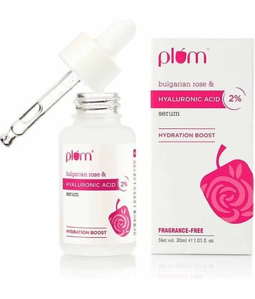 Plum 2% Hyaluronic Acid Serum with Bulgarian Rose Instant Hydration for Plump & Bouncy Skin  Daily Use Face Serum For All Skin Types (30 ml)