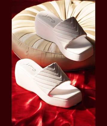 JM Looks White Women's Slip On Heels