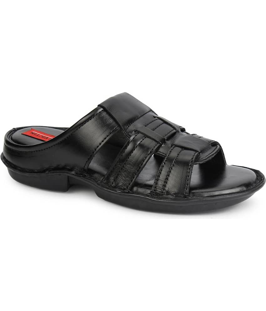 Fashion Victim - Black Men's Leather Slipper