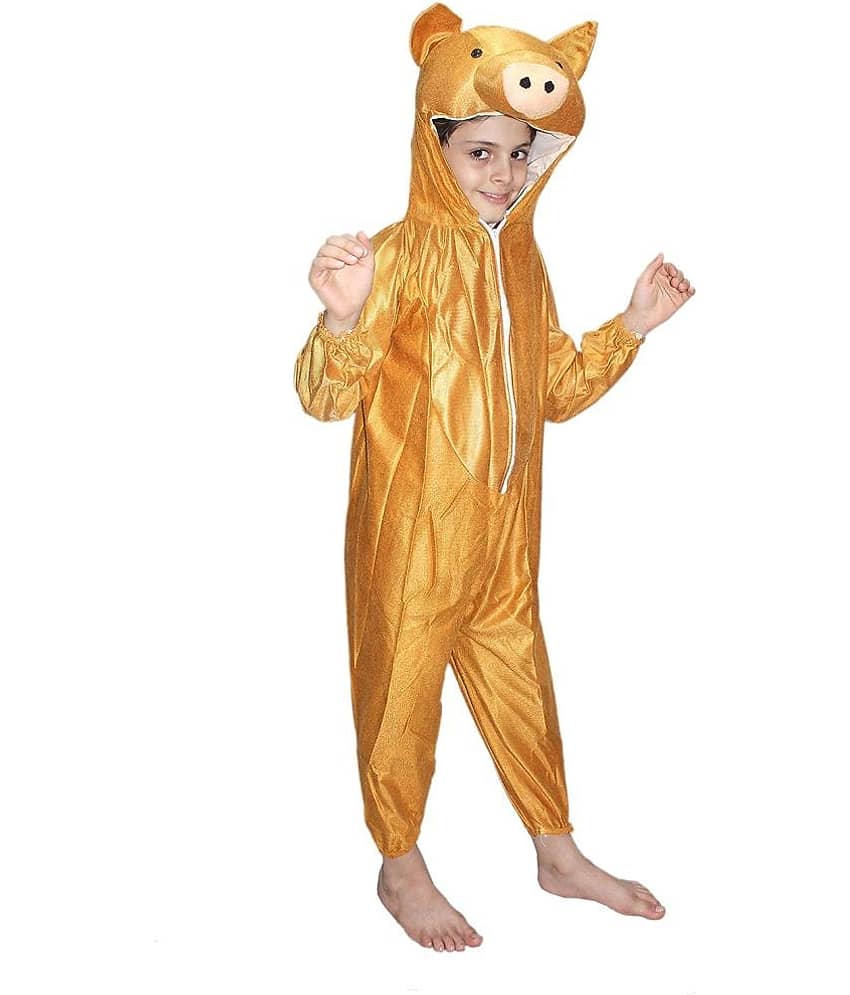 Kaku Fancy Dresses Pig Farm Animal Costume -Brown, 5-6 Years, For Boys & Girls