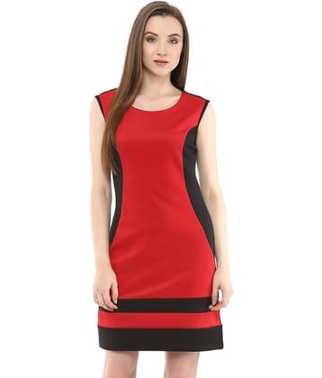 Zima Leto Women Scuba A-line Dress ( Red )