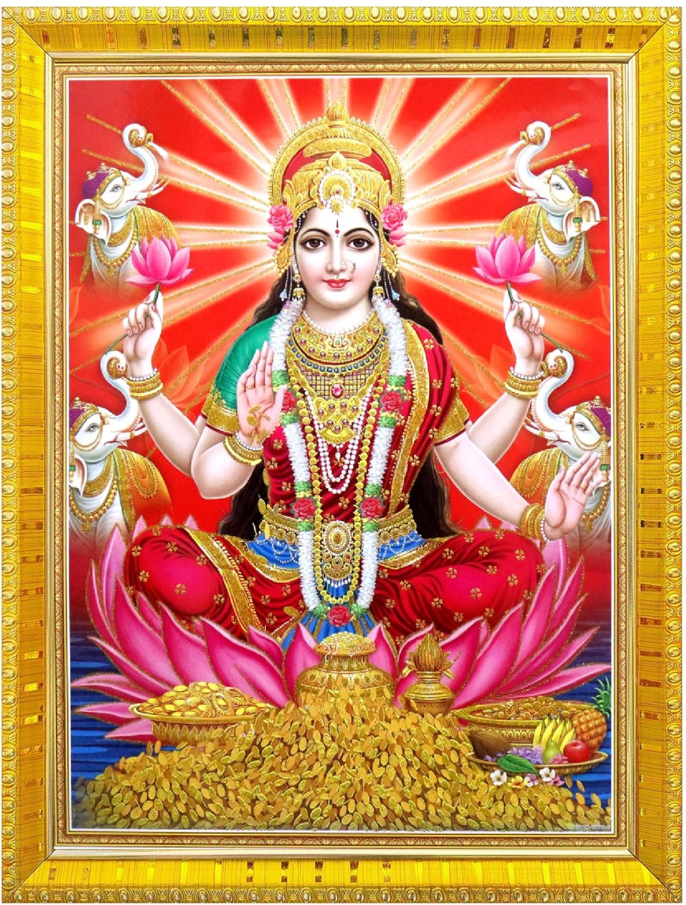 NOKKES Laxmi Devi Maa Mata Photo Frames Religious Photo frame 5X7 Inch Photo Frame_W11