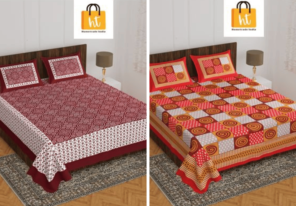 2201-Hometrade India- Standard Double Size (90*100 in )-Combo Double Bedsheet