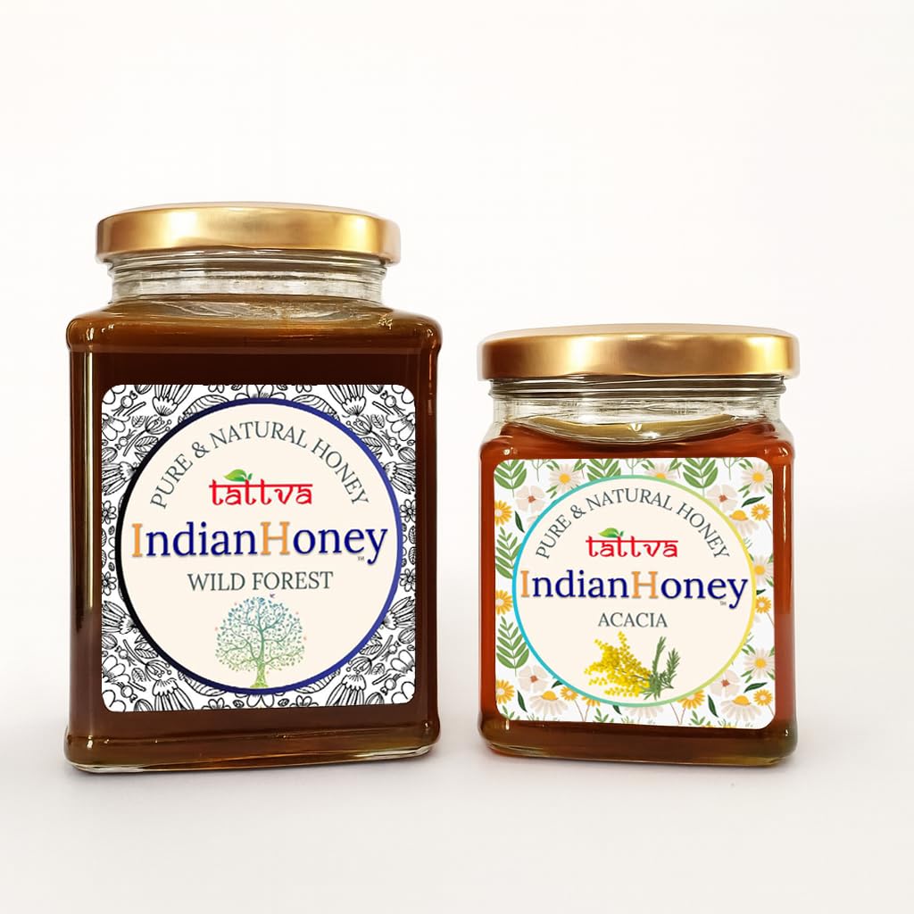 IndianHoney Wild Forest Honey & Rajasthan Acacia Honey Combo Pack (500gm & 230gm) Wild Forest & Rajasthan Acacia