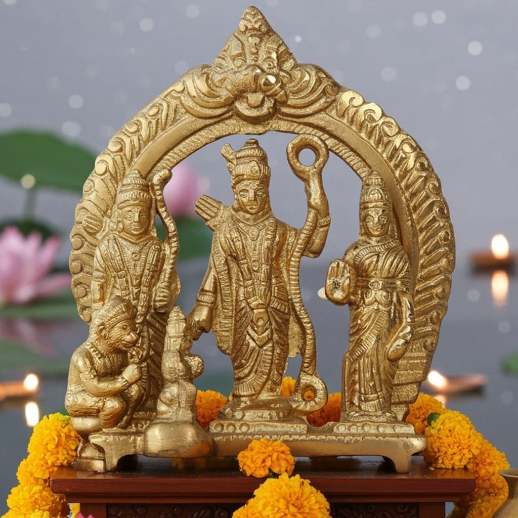 Brass Ram Darbar Decorative Showpiece | Religious Ram Parivar Murti, Height : 4.5 Inch (BSMAS1226 A)