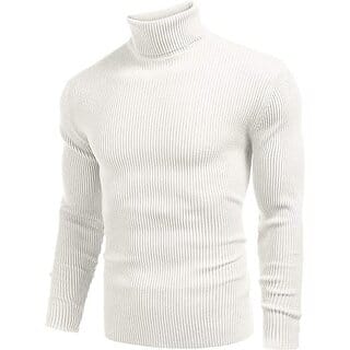 Fashlook Solid High Neck Wool Blend Casual White Full Sleeve T-Shirt For Mens Fashlook Solid High Neck Wool Blend Casual White Full Sleeve T-Shirt For Mens