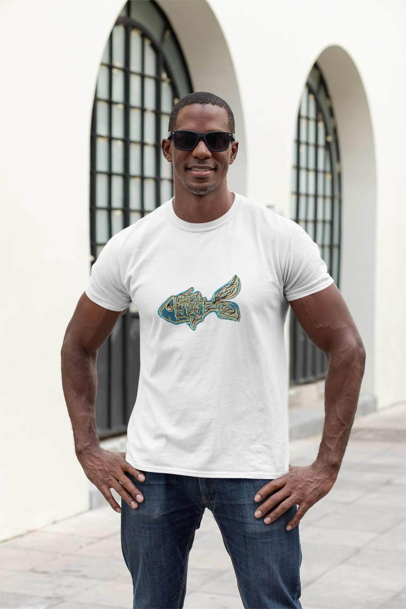 Round Neck T-Shirt (Men) - Little Tamasaba Goldfish  (11 Colours)