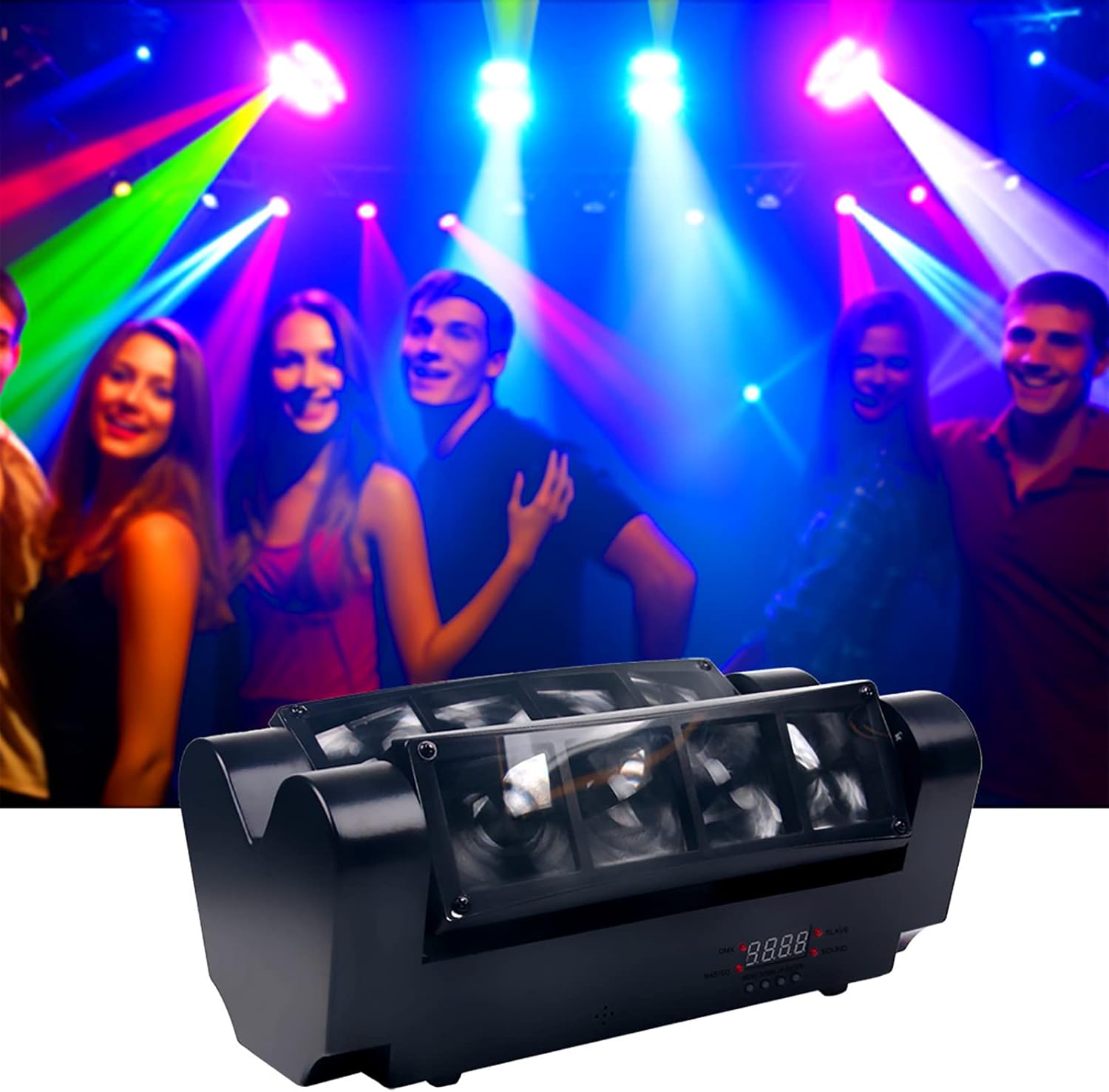 SPARKWORLD Dual-Head RGB LED Moving Head Effect Light 810W DJ Disco Scanner with DMX, Auto & Sound Modes | Colour: Mini Spider