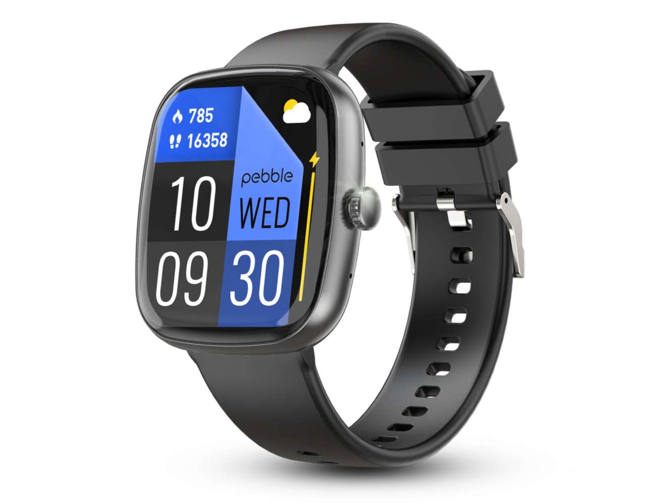 Pebble Stella 1.83" HD Smart Watch  BT Calling, Premium Metal Build, 100+ DIY Watch Faces, Female Health & Heart Rate Tracking, 100+ Sports Modes - Jet Black