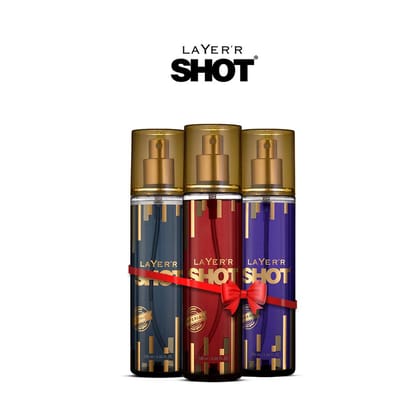 LAYER`R shot Gold Perfume, 135 ml (Pack of 3)