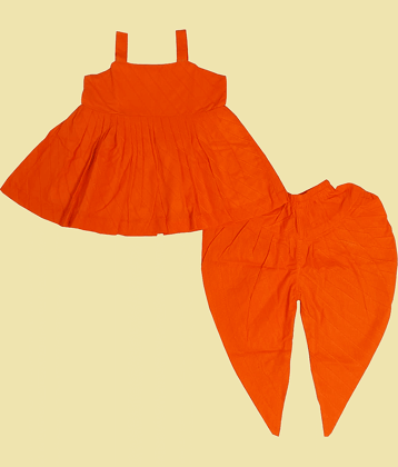 harshvardhanmart.com Pack of 1 Baby Girls Cotton Kurta & Dhoti ( Orange )