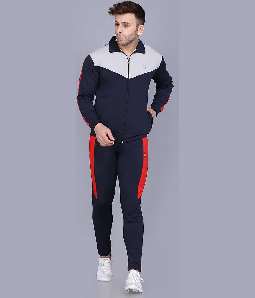 PRAUME - Navy Blue Polyester Regular Fit Men's Tracksuit ( Pack of 1 )