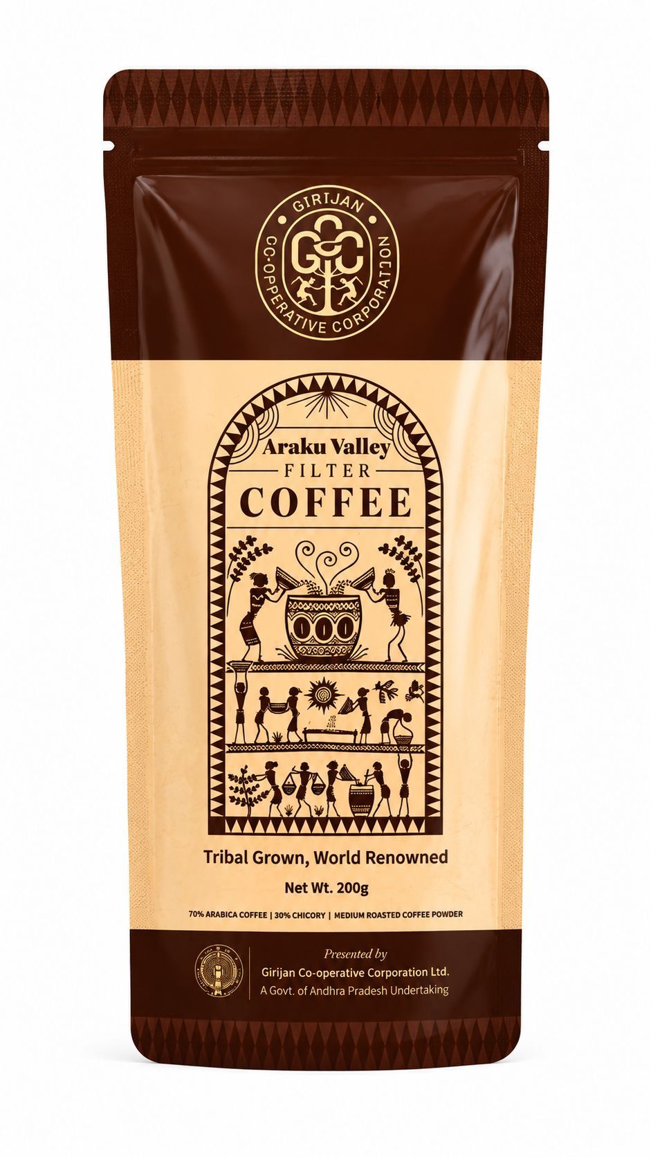 Araku Valley Medium to Fine Ground 70:30 Filter Coffee 200 Grams(Dark Roast)