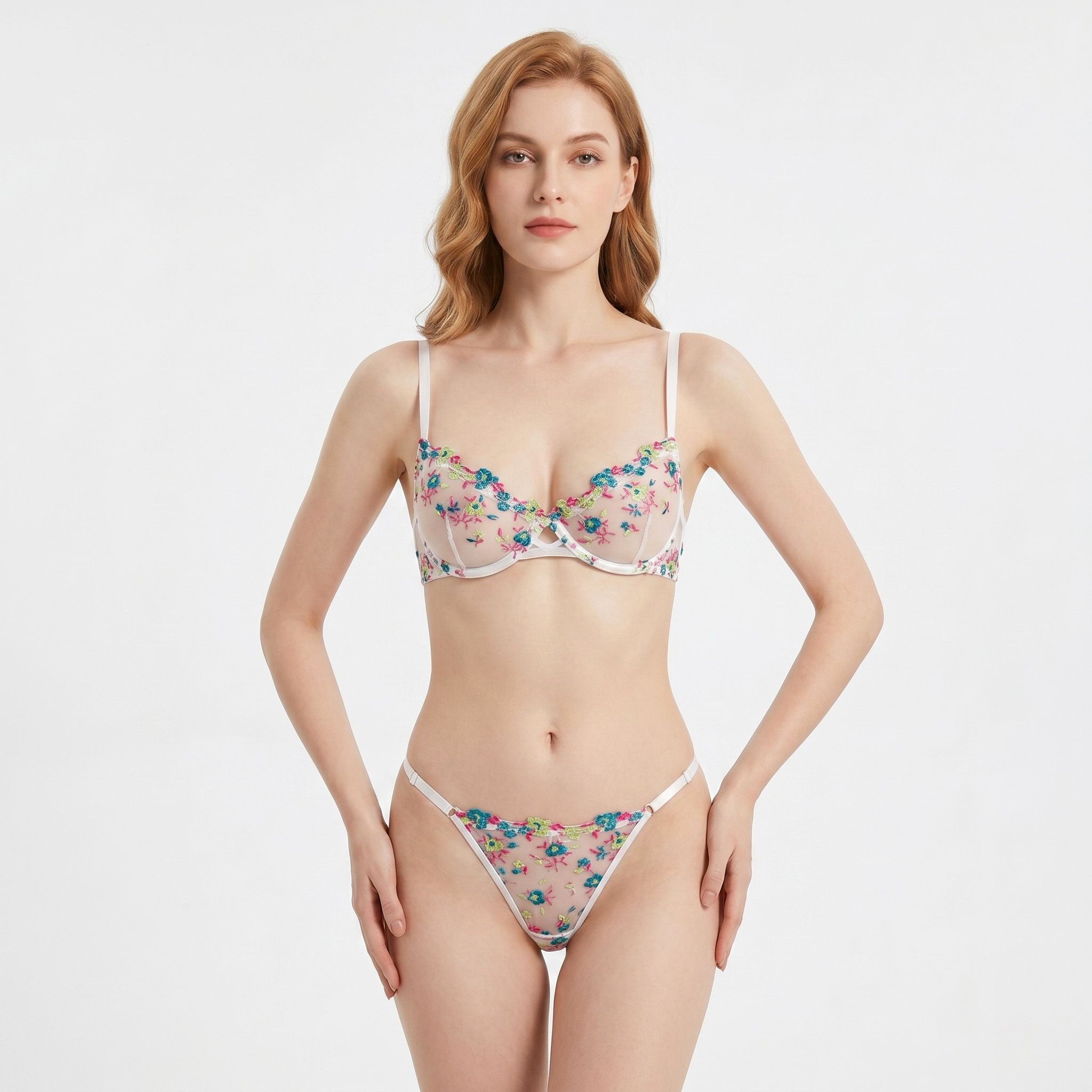 LOVEBIRD Transparent Bra Panty Thong Set Fancy THS2609