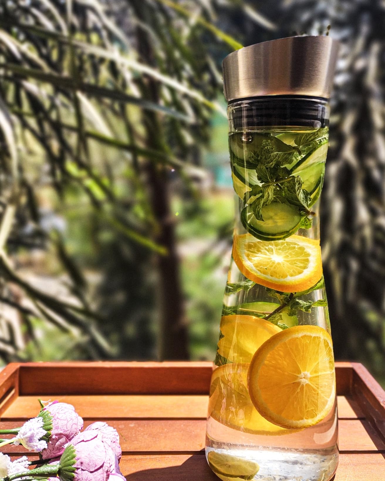NATURALLYOURS Glass Carafe 1000 ML - Borosilicate Glass Water Pitcher, Durable and Heat Resistant, Perfect for Home, Kitchen, and Office Use (Transparent)