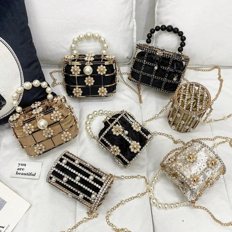 Fashion design handbags for women wedding clutch bag evening bags pearl diamond bags ladies luxury purse with velvet purse