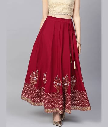 FABRR Maroon Rayon Women's Flared Skirt ( Pack of 1 )