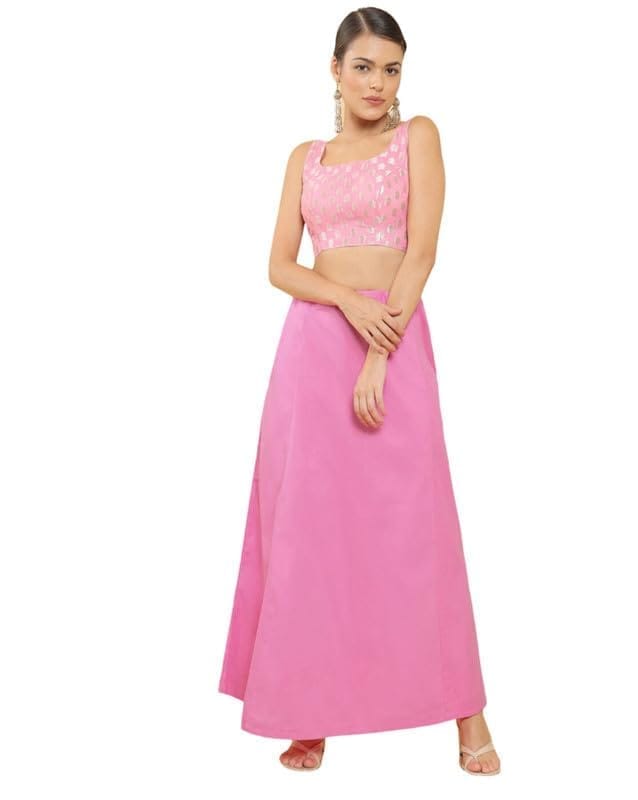 Women's Cotton Solid Petticoat (Pink, Free Size)-PID47651