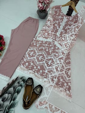 Designer Party Wear Top Plazzo And Dupatta With Embroidery Work