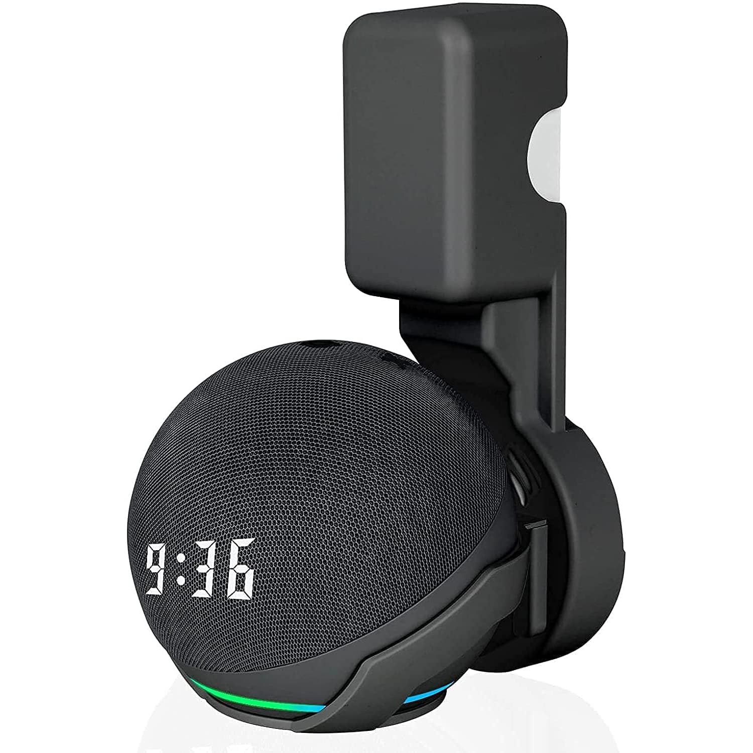 Saifsmart Outlet Wall Mount Hanger Holder Stand Accessories Case Built-in Plug Cable Management for Echo Dot 4th Gen/Echo Dot 5th Gen Smart Speaker (Black) Black / Free