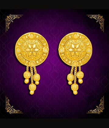 LUV FASHION Golden Danglers Earrings ( Pack of 1 )