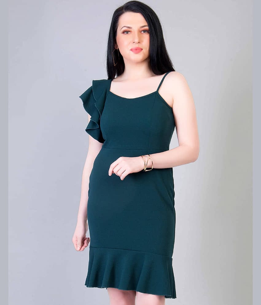 Addyvero Women Cotton Blend Bodycon Dress ( Green )