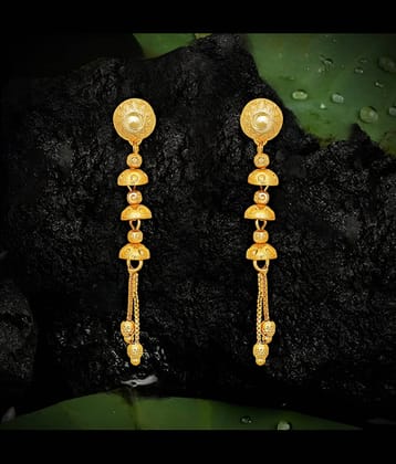 LUV FASHION Golden Drop Earrings ( Pack of 1 )