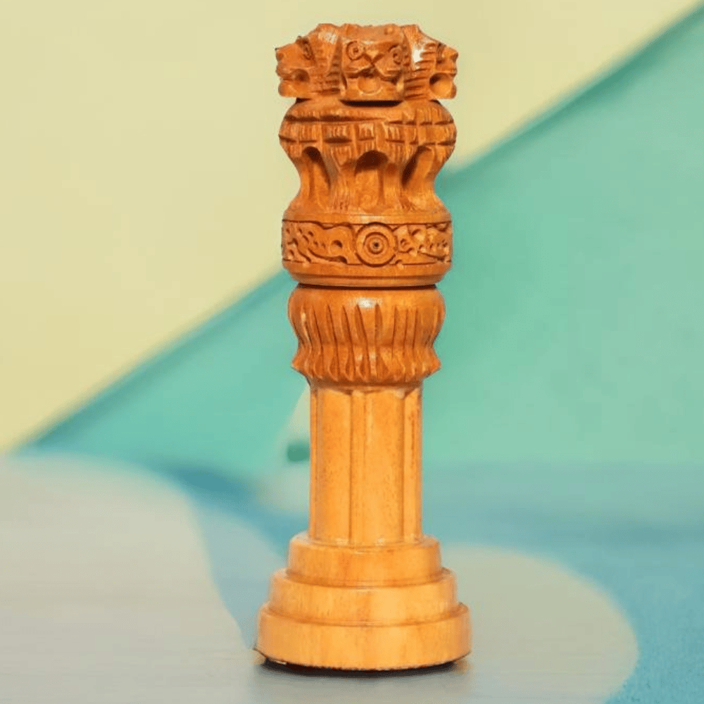 santarms Wood Ashoka Pillar 3" Inch - stambh for Table Advocate Accessories .