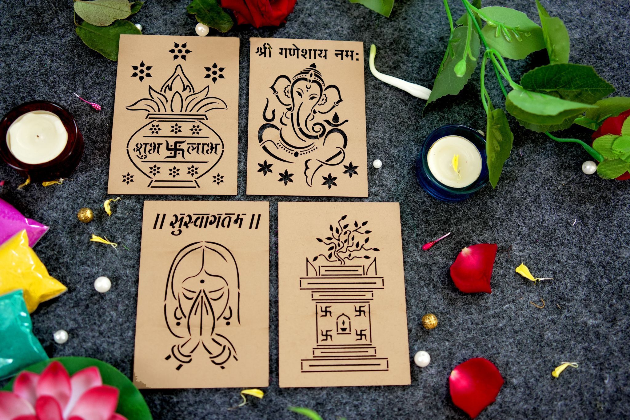 Rangoli Stencils wooden Combo