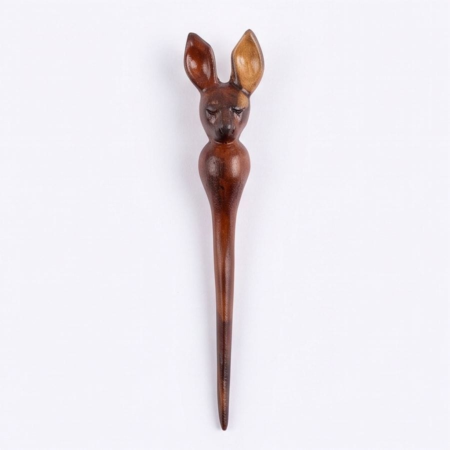 Hand-Carved Animal Motif Wooden Hair Stick