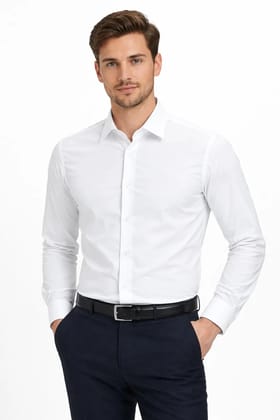 Mens Premium White Cotton Shirt (60x40 Fabric) | Formal Wear | Regular Fit