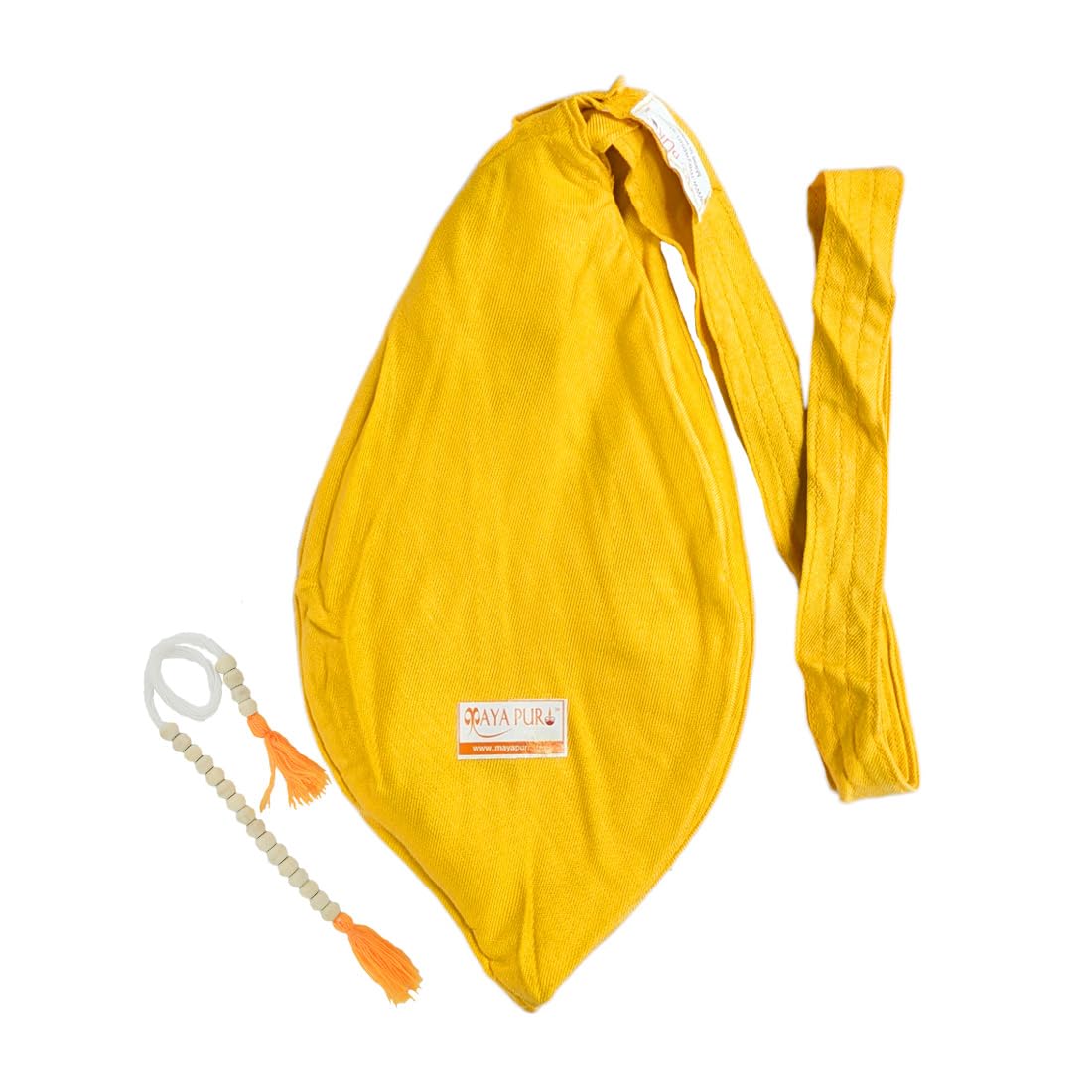 MAYAPURI Pure Soft Silk Cotton Japa Mala Bag or Gomukhi Japa/Chanting/Beads Bag with Zip Pocket and Sakshi Mala Counter (Pineapple Yellow)