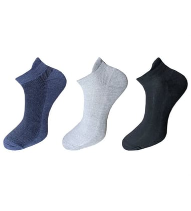3-Pair Set Unisex Casual Cotton Solid Ankle Length Socks (Multicolor)