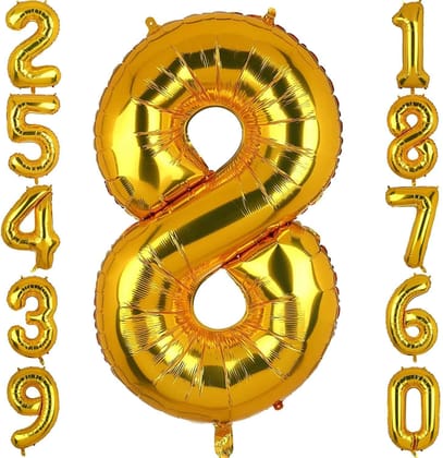 Number 8 Golden Foil Balloon - Helium Quality - 40 inches - 1PC